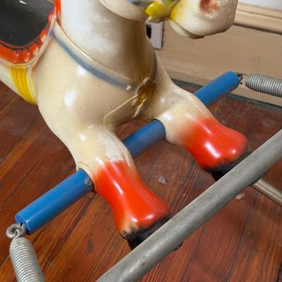 LOT 37Y: Vintage WONDER HORSEE Spring Rocking Bouncing Horse Blow Mold