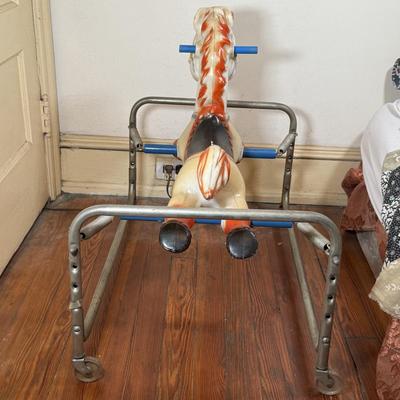 LOT 37Y: Vintage WONDER HORSEE Spring Rocking Bouncing Horse Blow Mold