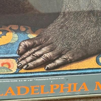 LOT 38L: Vintage Framed Tom Palmore Gorila Reclining Nude Philadelphia Museum of Art Poster