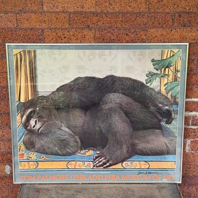 LOT 38L: Vintage Framed Tom Palmore Gorila Reclining Nude Philadelphia Museum of Art Poster