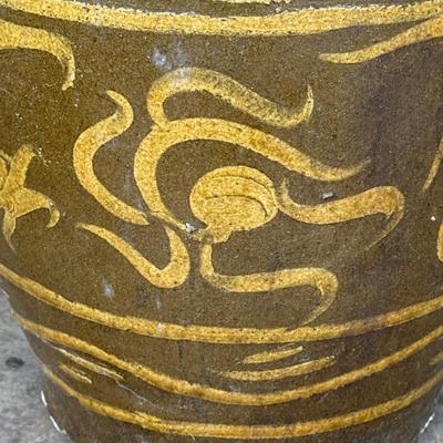 LOT 42L:Vintage Chinese Egg Pot Dragon Motif Jardiniere Planter ( 17 Inch Large)