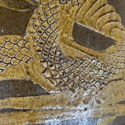 LOT 42L:Vintage Chinese Egg Pot Dragon Motif Jardiniere Planter ( 17 Inch Large)