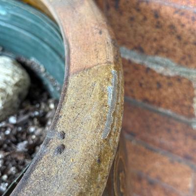 LOT 43L: Antique Chinese Egg Pot Jardiniere Dragon Motif (17 Inches Large)