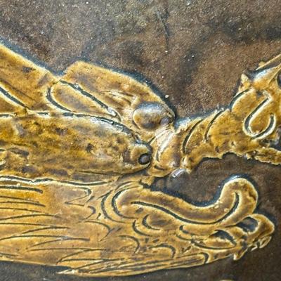 LOT 43L: Antique Chinese Egg Pot Jardiniere Dragon Motif (17 Inches Large)