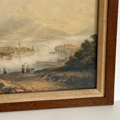 LOT 48X: "Lake Lucerne, Switzerland" by George Baxter Framed Color Print