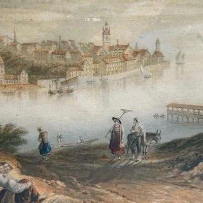 LOT 48X: "Lake Lucerne, Switzerland" by George Baxter Framed Color Print