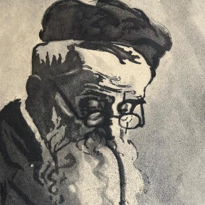 LOT 49X: Pencil Signed, Joseph Margulies "Old Philosopher"