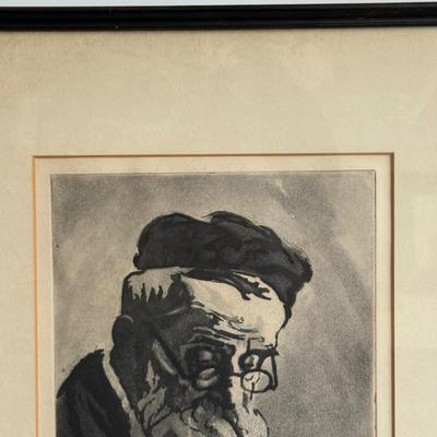 LOT 49X: Pencil Signed, Joseph Margulies "Old Philosopher"