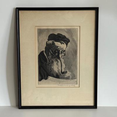 LOT 49X: Pencil Signed, Joseph Margulies "Old Philosopher"