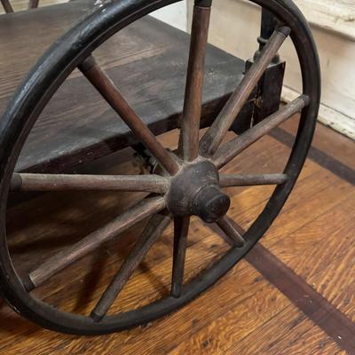 LOT 51D: Antique Wooden Tea Cart with Tiled Tray