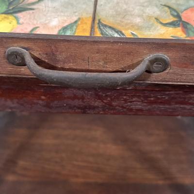LOT 51D: Antique Wooden Tea Cart with Tiled Tray