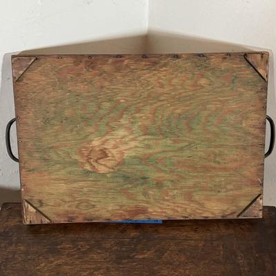 LOT 51D: Antique Wooden Tea Cart with Tiled Tray