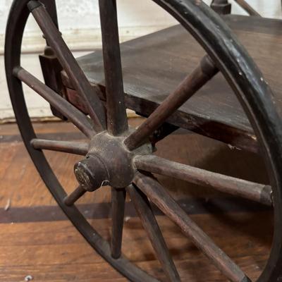 LOT 51D: Antique Wooden Tea Cart with Tiled Tray