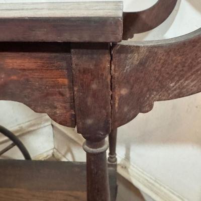 LOT 51D: Antique Wooden Tea Cart with Tiled Tray