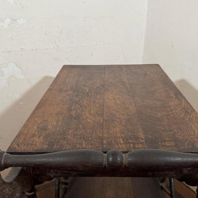 LOT 51D: Antique Wooden Tea Cart with Tiled Tray
