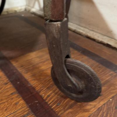 LOT 51D: Antique Wooden Tea Cart with Tiled Tray