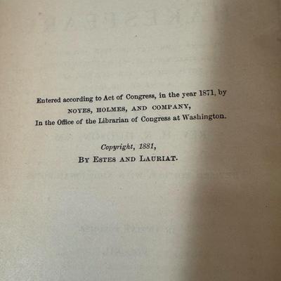 LOT 60X: Volumed Set of Student’s Handy Shakespeare, from 1881!
