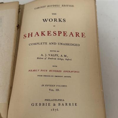 LOT 61: Volumed Set of the Works of Shakespeare, Complete and Unabridged, 1877!!