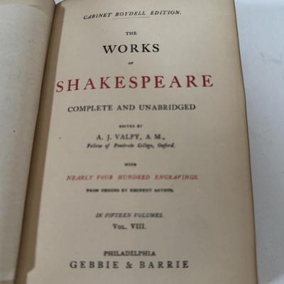 LOT 61: Volumed Set of the Works of Shakespeare, Complete and Unabridged, 1877!!