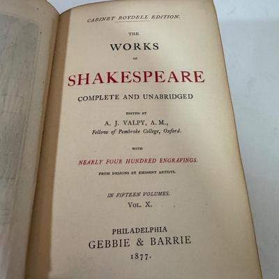 LOT 61: Volumed Set of the Works of Shakespeare, Complete and Unabridged, 1877!!
