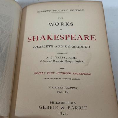 LOT 61: Volumed Set of the Works of Shakespeare, Complete and Unabridged, 1877!!