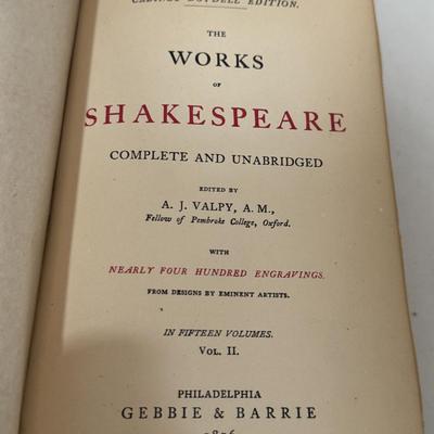 LOT 61: Volumed Set of the Works of Shakespeare, Complete and Unabridged, 1877!!