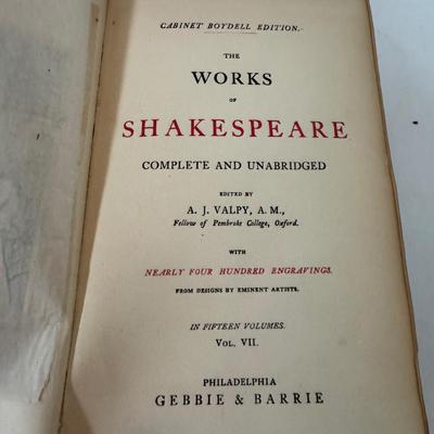 LOT 61: Volumed Set of the Works of Shakespeare, Complete and Unabridged, 1877!!