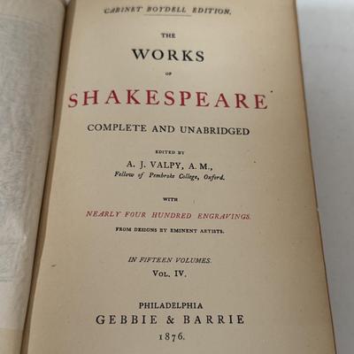 LOT 61: Volumed Set of the Works of Shakespeare, Complete and Unabridged, 1877!!