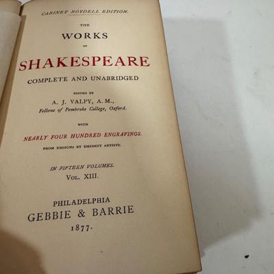 LOT 61: Volumed Set of the Works of Shakespeare, Complete and Unabridged, 1877!!