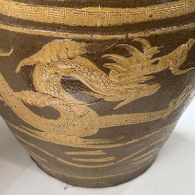 LOT 68X: Chinese Egg Pot Dragon Motif Large Jardiniere (19 Inches)