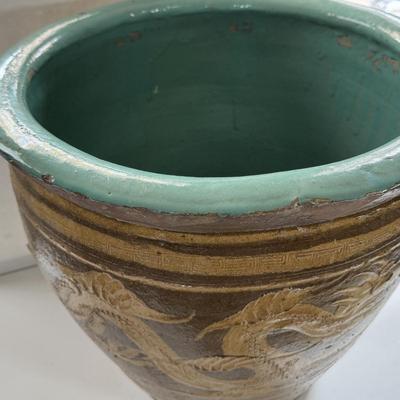 LOT 68X: Chinese Egg Pot Dragon Motif Large Jardiniere (19 Inches)