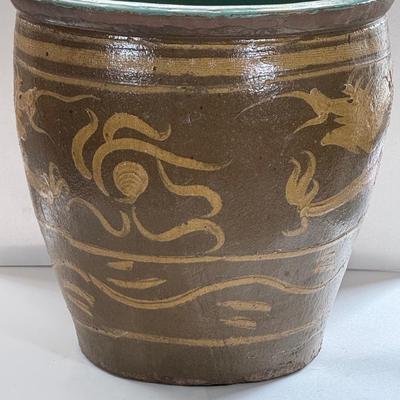 LOT 68X: Chinese Egg Pot Dragon Motif Large Jardiniere (19 Inches)