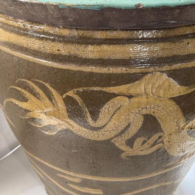 LOT 68X: Chinese Egg Pot Dragon Motif Large Jardiniere (19 Inches)