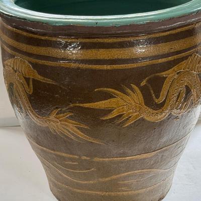 LOT 69X: Chinese Egg Pot Dragon Motif Large Jardiniere (19 inches)