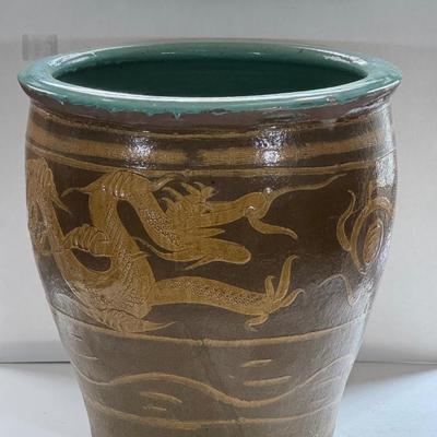 LOT 69X: Chinese Egg Pot Dragon Motif Large Jardiniere (19 inches)