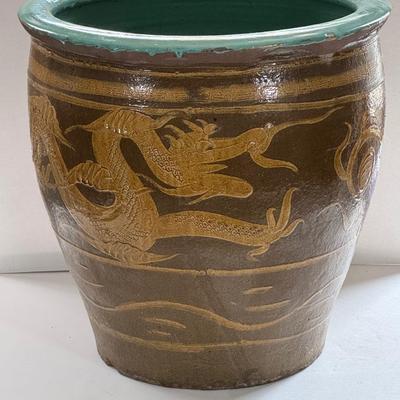 LOT 69X: Chinese Egg Pot Dragon Motif Large Jardiniere (19 inches)