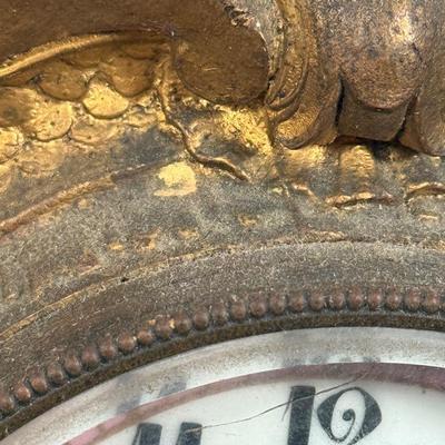 LOT 71L: Antique French Brass Mantle Clock w/ Key