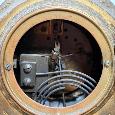 LOT 71L: Antique French Brass Mantle Clock w/ Key