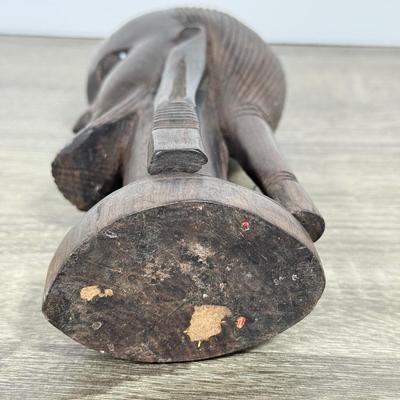 LOT 73L: Hand Carved Wood Collection: Mortar & Pestle, Candle Holder, Vintage Tribal Statues