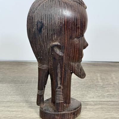 LOT 73L: Hand Carved Wood Collection: Mortar & Pestle, Candle Holder, Vintage Tribal Statues
