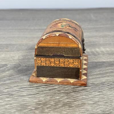 LOT 84L: Beautiful Vintage Inlayed Trinket Box Collection w/ Matching Tray & Collection of Glass Marbles