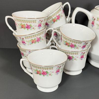LOT 86D: White Floral Tea Set made in China