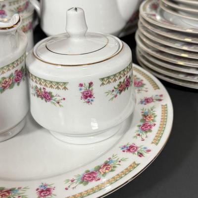 LOT 86D: White Floral Tea Set made in China