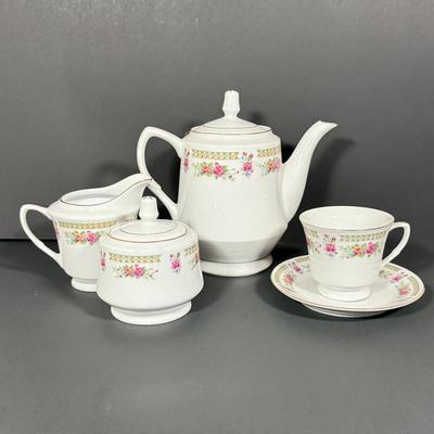 LOT 86D: White Floral Tea Set made in China