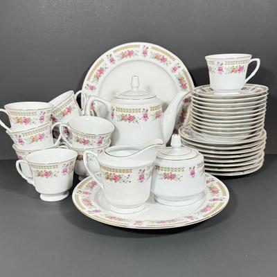 LOT 86D: White Floral Tea Set made in China