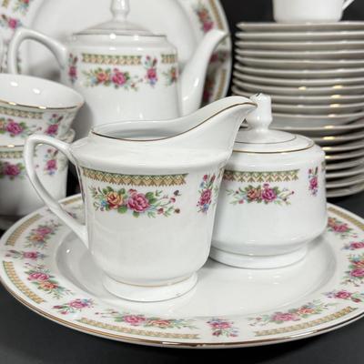 LOT 86D: White Floral Tea Set made in China