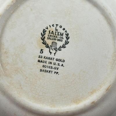 LOT 87D: Vintage Lido W. S. George Canarytone China & Cross Stitch Victory by Salem Basket PP 60163-GV Bowl