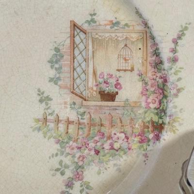 LOT 87D: Vintage Lido W. S. George Canarytone China & Cross Stitch Victory by Salem Basket PP 60163-GV Bowl