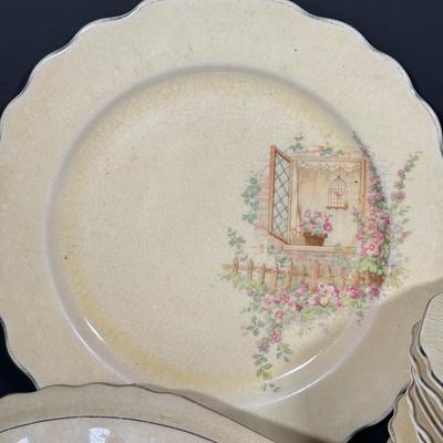 LOT 87D: Vintage Lido W. S. George Canarytone China & Cross Stitch Victory by Salem Basket PP 60163-GV Bowl
