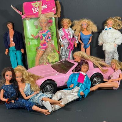 LOT 88D: Vintage Barbie Corvette & Dolls: Ken’s, Totally Hair Barbie & More